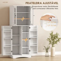 HOMCOM Armário Despensa de Cozinha com 4 Portas 8 Compartimentos e 10 Prateleirascom 4 Prateleiras Ajustáveis 60x40x162 cm Branco(m-5)