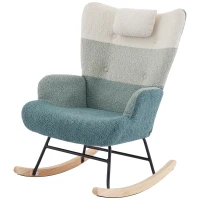 Fauteuil à bascule en bouclé au motif patchwork rayé coloré avec design ergonomique et dossier haut, Multicolore(m-14)