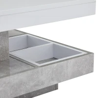 Tavolino da caffè lucido e girevole a 2 livelli con ripiano portaoggetti, 70x70x36 cm, Bianco(m-8)