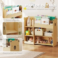 AIYAPLAY Meuble rangement enfant 3 niveaux, étagère de rangement pour jouets enfants avec étagères ouvertes, 92x29x79cm, naturel(m-6)