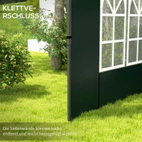 Outsunny 2er Set Seitenwände für Pavillon 3x3 3x6 Wasserdicht Seitenteile mit Fenster Dunkelgrün(m-5)