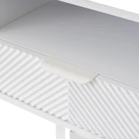 Mobile TV moderno con motivi a righe e ripiani aperti, in truciolato, 200x40x51 cm, Bianco(m-9)