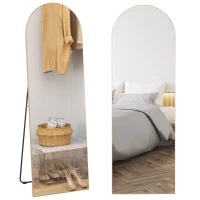HOMCOM Miroir en pleine longueur 50 x 150 cm miroir sur pied grand miroir mural sans cadre  pour salon, ton doré(m-11)