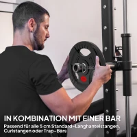 SPORTNOW 2-delige set haltergewichten, 2 x 10 kg gewichten, halterschijven set voor 5 cm halterstang, Ø 50 mm boring, zwart(m-5)