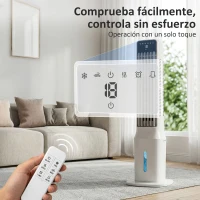 HOMCOM Climatizador Evaporativo de Torre 3 en 1 con Depósito de 9 L Oscilación 48° 3 Velocidades 3 Modos Temporizador Blanco(m-8)