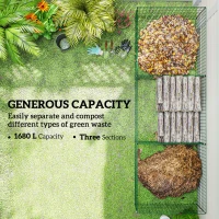 Komposter 1680L, 3-częściowy, stalowy, szybki, 270x90x70 cm(m-5)