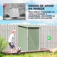 Outsunny Abrigo de Jardim Metálico 0,92 m² 100x103x160 cm com 1 Porta e Fecho para Armazenamento Ferramentas Verde Claro(m-6)