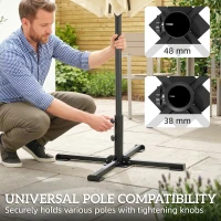 Outsunny Stojak na parasol składany na drążki o średnicy 38 i 48 mm, metalowa podstawa krzyżowa, ciemnoszary(m-5)