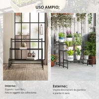 Outsunny Supporto per Piante a Tre Livelli con Design a Scala e Struttura Metallica Resistente per Interno ed Esterno(m-9)