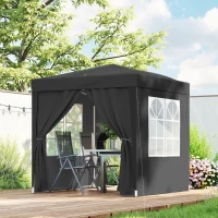 Outsunny Tonnelle de jardin extérieure tonnelle pliante pop-up réglable en hauteur protection UV 2 x 2 m noir(m-10)