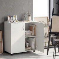 Vinsetto Armoire de bureau à 2 niveaux, meuble de rangement bureau avec 2 portes, serrures et clés, 80x40x80cm, blanc(m-9)