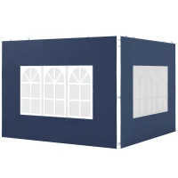 Outsunny 2er Set Seitenwände für Pavillon 3x3 3x6 Wasserdicht Seitenteile mit Fenster Blau(m-10)