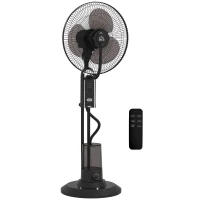 HOMCOM Ventilator met waterkoeling, luchtbevochtiger, 10° kantelbaar, 70° oscillerend, 3 snelheidsniveaus, 75W, zwart(m-11)