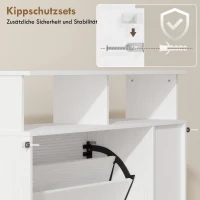 HOMCOM Schuhschrank mit 2 Klappen Schuhkipper mit Verstellbar Trennwand, offenem Fach für 12 Paar Schuhe 89 x 25 x 92 cm Weiß(m-9)