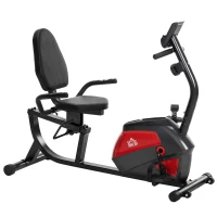 HOMCOM Vélo d'appartement avec dossier de 8 niveaux de résistance, volant d'inertie, siège réglable, écran LCD et support(m-7)