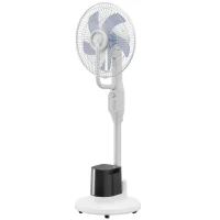 HOMCOM Ventilador Nebulizador 90W Oscilación de 70° 3 Velocidades 5 Aspas Depósito de Agua de 3,5L 5 Ruedas Blanco(m-11)