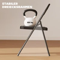 HOMCOM 2er-Set Klappstühle, Tragbare Bürostühle, Stahlbeine, Faltstuhl für Büro, Empfang, Wartezimmer, Kunstleder, Schwarz(m-5)