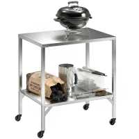 Outsunny Carrello barbecue in acciaio inox con piano lavoro e ruote, 85x60x92 cm(m-8)