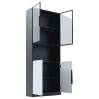 Vetrina per collezione moderna con illuminazione LED, 80x30x200 cm, Bianco(m-13)