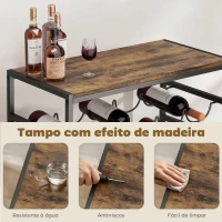 HOMCOM Garrafeira para 30 Garrafas de 6 Níveis com Superfície de Madeira Estilo Industrial 59x30x88,5 cm Castanho Rústico(m-5)