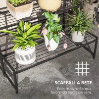 Outsunny Supporto per Piante a Tre Livelli con Design a Scala e Struttura Metallica Resistente per Interno ed Esterno(m-8)