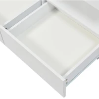 Tavolino da salotto moderno e lucido con illuminazione LED e 2 cassetti, 100x60x49.5 cm, Bianco(m-9)