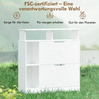 HOMCOM Schuhschrank mit 2 Klappen Schuhkipper mit Verstellbar Trennwand, offenem Fach für 12 Paar Schuhe 89 x 25 x 92 cm Weiß(m-8)