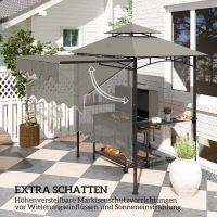 Outsunny Grillpavillon 242x232x248 cm wasserabweisend flammhemmend Gartenpavillon mit Doppelschichtdach Grau(m-4)