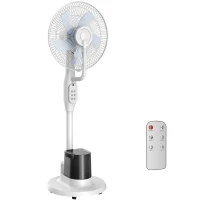 HOMCOM Ventilador de pie con niebla pulverizada, 70° oscilación, 3 velocidades, 3 modos, depósito de agua 3,5L, Blanco(m-1)
