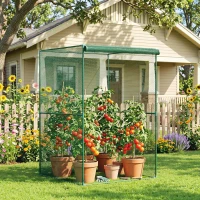 Outsunny Estufa para Cultivo de Plantas com Porta Enrolável e Estrutura de Aço para Jardim Varanda Pátio 120x120x180 cm Verde(m-2)