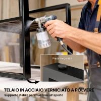 Outsunny Set da Esterno 3pz con Tavolo da Giardino e 2 Sedie con Seduta in Texteline e Cuscini, Grigio(m-7)