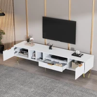 Mobile TV moderno con motivo a nido d'ape e ripiani portaoggetti, 180x40x41 cm, Bianco(m-5)