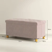 HOMCOM Banco Almacenaje Capacidad de 67 L 76x38x38 cm Tapizado en Terciopelo Carga 120 kg para Sala de Estar Dormitorio Rosa(m-3)