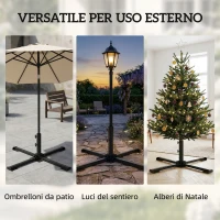 Outsunny Base pieghevole a croce per ombrelloni 38-48 mm, supporto patio, grigio scuro(m-7)