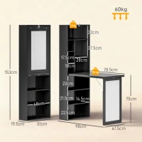 HOMCOM Three-Part Work Desk, with Storage and Writing Board - Black(m-3)
