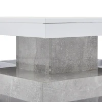 Tavolino da caffè lucido e girevole a 2 livelli con ripiano portaoggetti, 70x70x36 cm, Bianco(m-7)