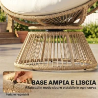 Outsunny Poltrona Papasan Rattan 360° Moon Chair con Cuscino Interni/Esterni, Bianco Crema(m-7)