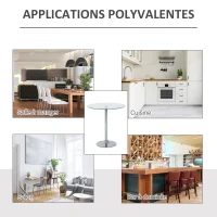 HOMCOM Table à manger ronde pour 2 personnes, table de cuisine moderne avec plateau en verre trempé et base en acier, argenté(m-6)