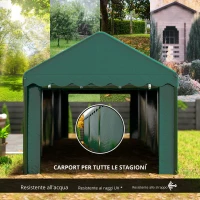 Outsunny Tenda Garage 3 x 6m, Tenda per Auto Resistente con 2 Porte Avvolgibili, Telo 200g PE, Verde(m-5)