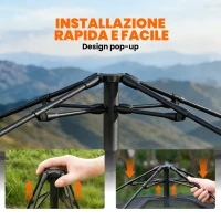 Outsunny Tenda Pop-Up per 2-3 Persone con Finestre in Rete e Borsa, 240x240x160 cm, Cachi(m-4)