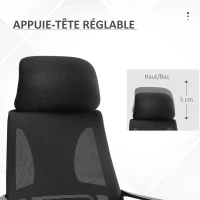 Vinsetto Chaise bureau ergonomique, fauteuil de bureau en maille, appui-tête, hauteur réglable, 64 x 55 x 116-126 cm, noir(m-4)