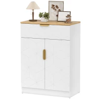 HOMCOM Sideboard Storage Cabinet, Modern Storage Cupboard with Drawer and Adjustable Shelf for Living Room, Kitchen, Dining Room, Entryway, White(m-11)