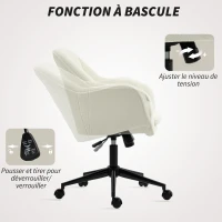 HOMCOM Chaise de bureau, fauteuil de bureau ergonomique réglable en hauteur, siège pivotante, fonction de bascule, beige(m-6)