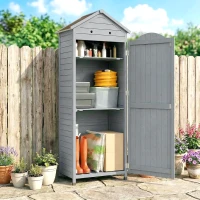 Outsunny Armoire de jardin en bois - Abri à outils extra haut avec étagère réglable, porte magnétique, toit galvanisé, ventilation(m-2)