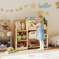 AIYAPLAY Meuble rangement enfant 3 niveaux, étagère de rangement pour jouets enfants avec étagères ouvertes, 92x29x79cm, naturel(m-2)
