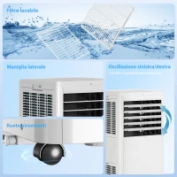 HOMCOM Condizionatore Portatile 7000 BTU, Unità 4-in-1 con Raffreddamento, Deumidificatore, Ventilatore, Modalità Notte(m-9)