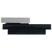 Tavolino da salotto girevole a 2 livelli con piano lucido, 103x60x35,5 cm, Bianco e Nero(m-6)