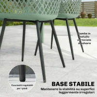 Outsunny Set di 4 Sedie da Giardino, con Schienale Diamantato, Braccioli, Verde(m-7)