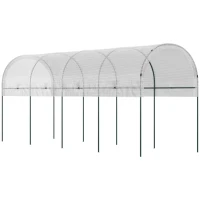 Outsunny Szklarnia na pomidory, Odporna na wiatr, Tunel foliowy do uprawy pomidorów, Dach na pomidory, Szklarnia do ogrodu, balkonu, Stal, PE, Biały, 4 x 1,2 x 1,7m(m-1)