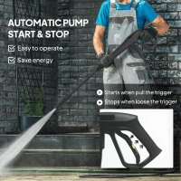 Outsunny Myjka Ciśnieniowa z Aluminiową Pompą 135 bar, 1800 W, 540 L/h, 5 m Wąż, Regulowana Dysza i Uchwyt(m-6)